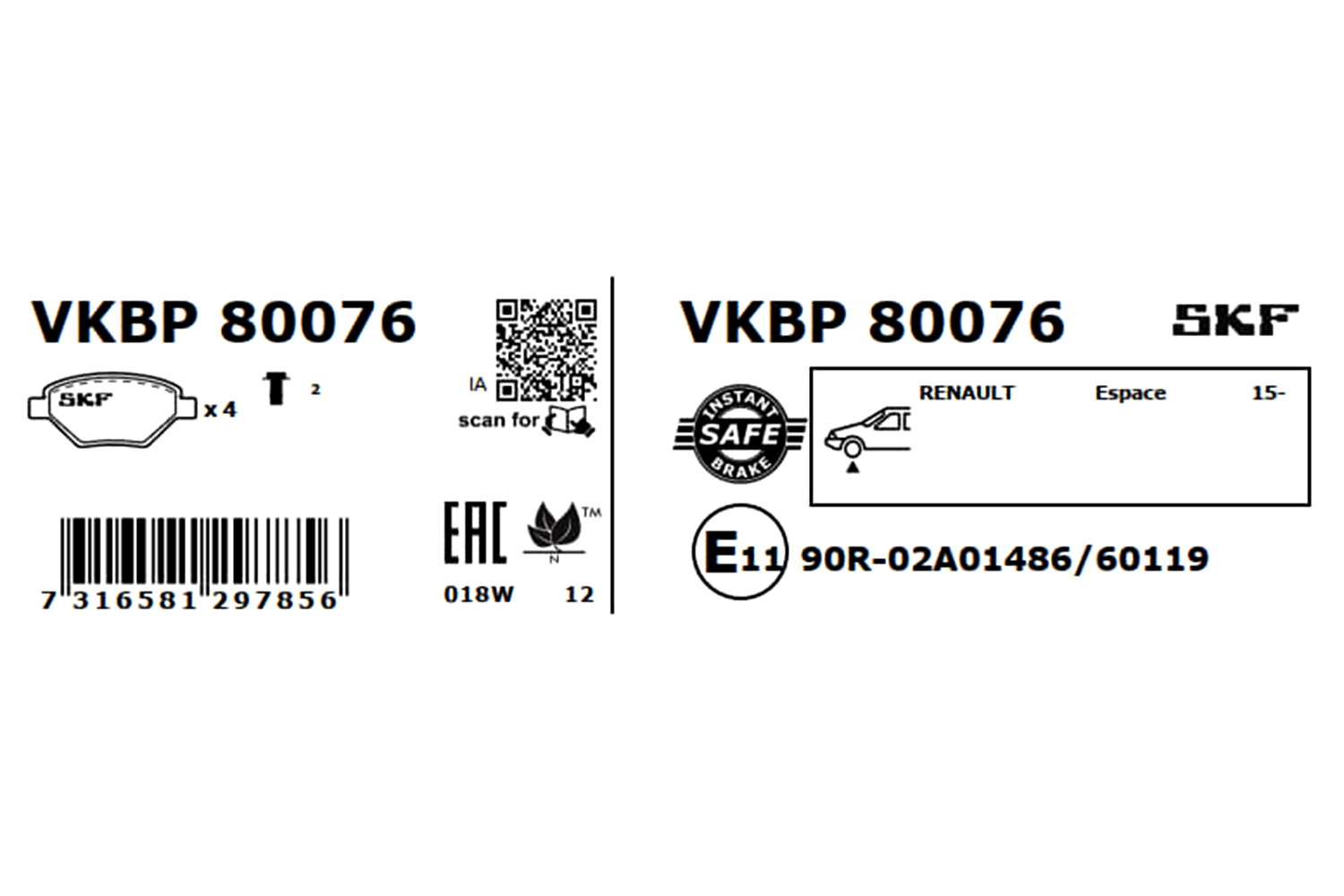 SKF VKBP 80076 set placute...